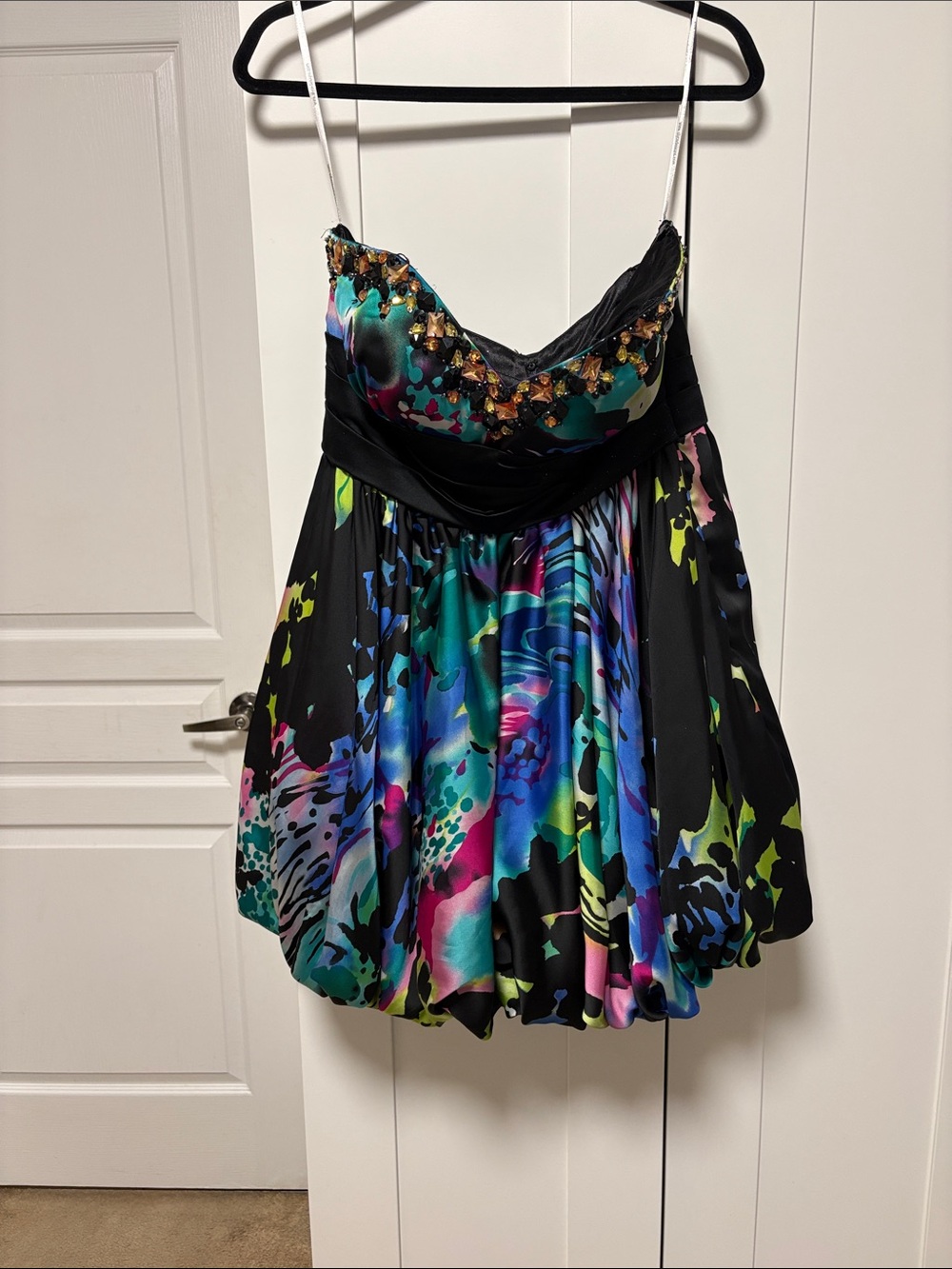 Black Multi-Color Strapless Dress
